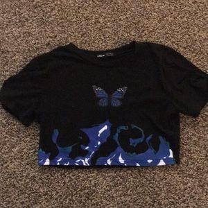 SHEIN butterfly crop top